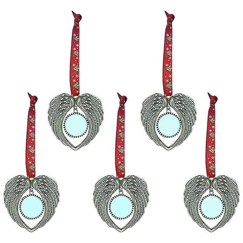 5pcs Angel Wing Shaped Pendants Christmas Tree Ornaments -gold