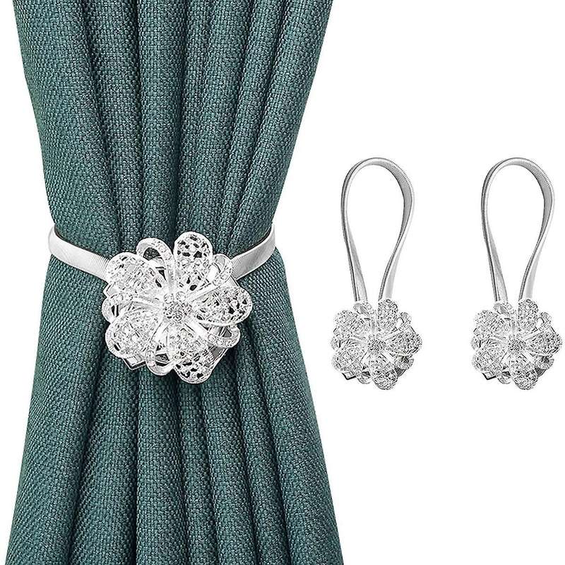 2 Pieces Of Magnetic Curtain Fasteners for Window Decoration(silver)
