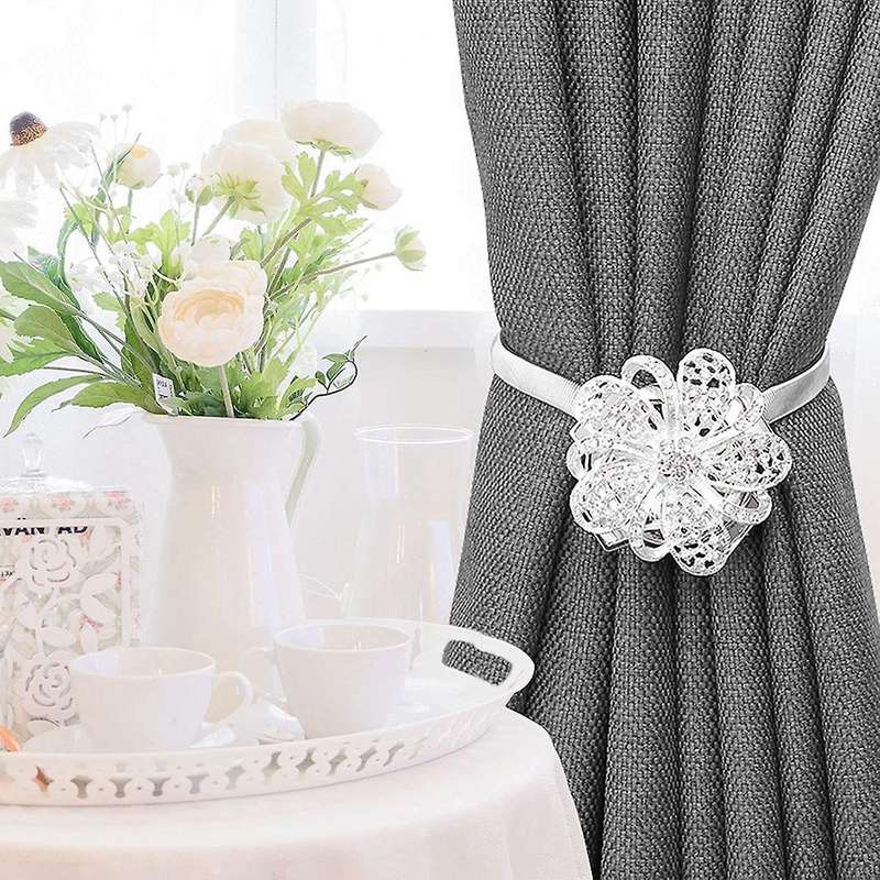 2 Pieces Of Magnetic Curtain Fasteners for Window Decoration(silver)