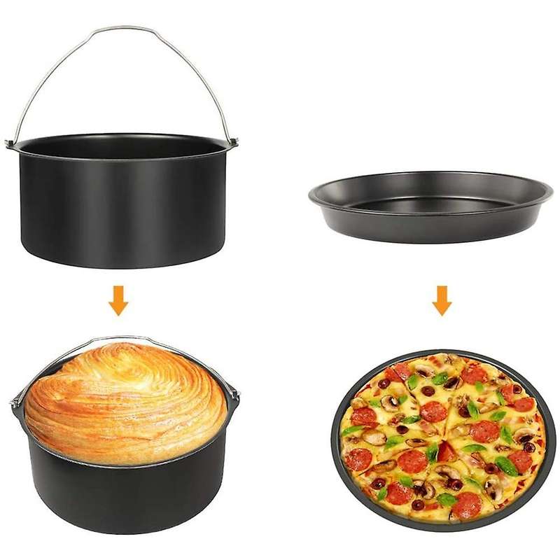 7-inch Airfryer Accessories, 2 Pack Bakeware Cake Bucket Pizza Tray