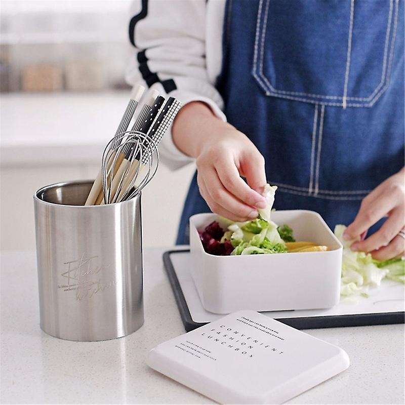 Stainless Steel Chopsticks Storage Tube Spoon Fork Storage Box Tool B