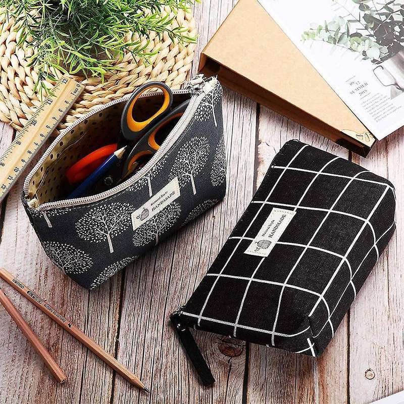 4pcs Canvas Cosmetic Bags for Women Girl Vacation Travel,4 Styles,a