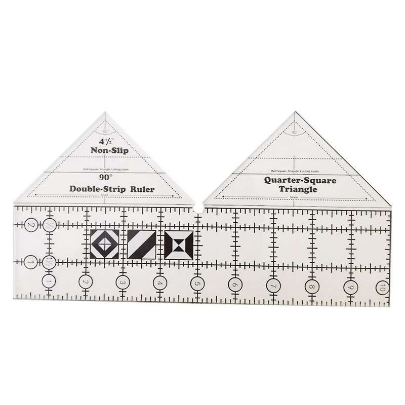 90 Degree Double Strip Ruler Quarter Square Cutting Guide (10 Inch)