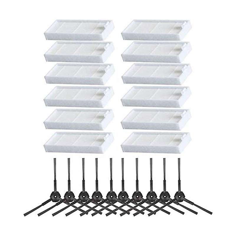 10 Side Brush+12 Hepa Filter for Ilife V3 V3s V5 V5s V5s Pro Cleaner