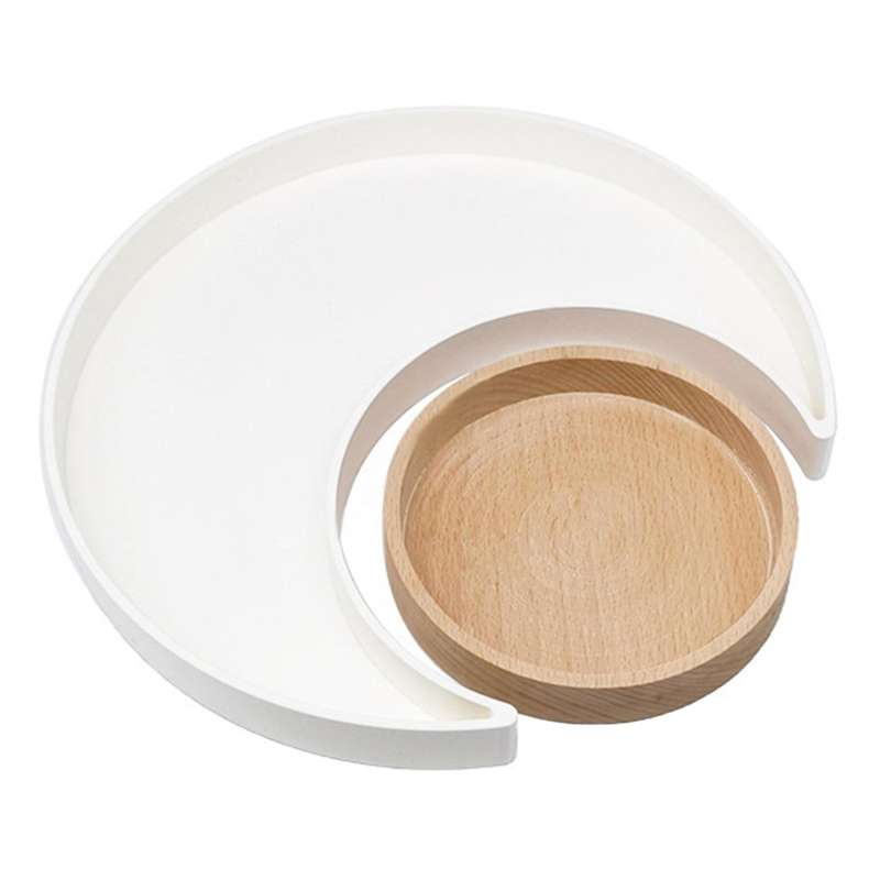 Moon Tray with Round Tray for Jewelry Essential Oil Crystal A