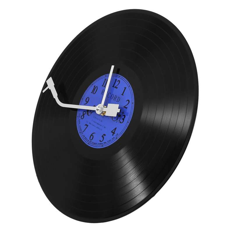 Quartz Round Retro Wall Clock Home Decoration Blue + Black Plastic