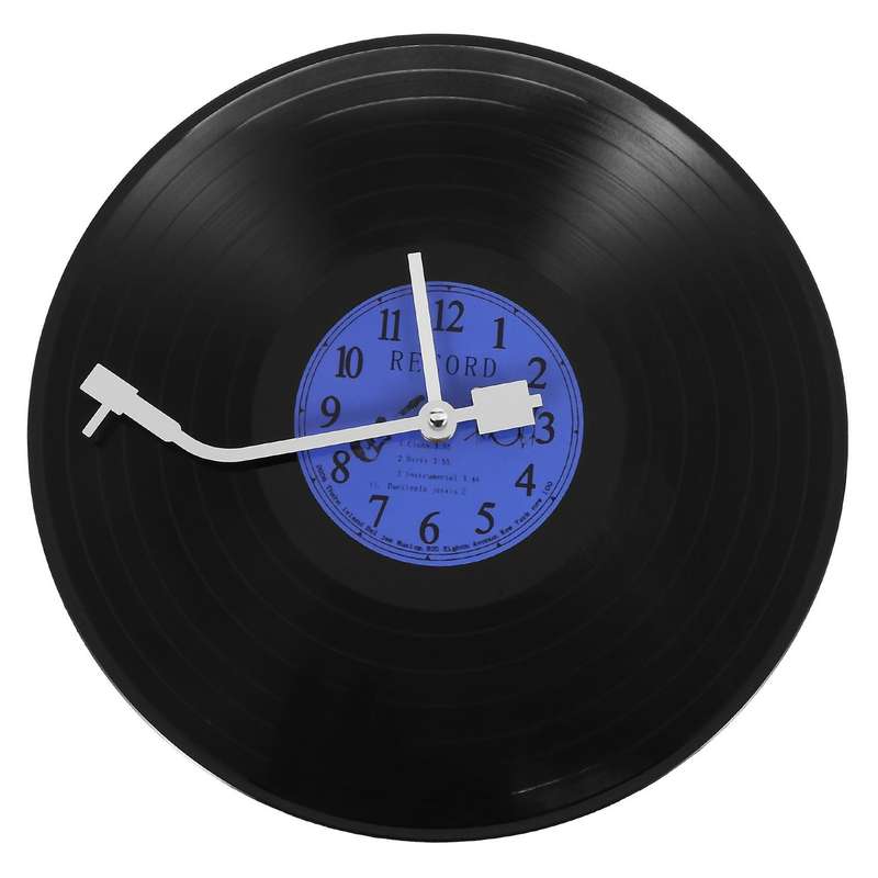 Quartz Round Retro Wall Clock Home Decoration Blue + Black Plastic