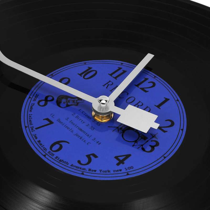 Quartz Round Retro Wall Clock Home Decoration Blue + Black Plastic