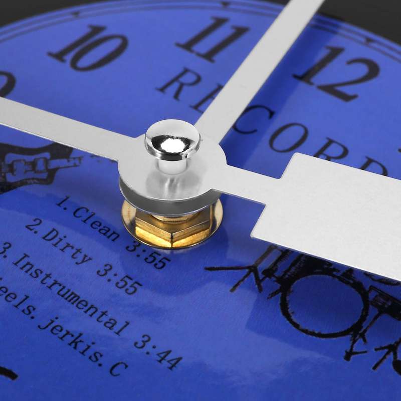 Quartz Round Retro Wall Clock Home Decoration Blue + Black Plastic