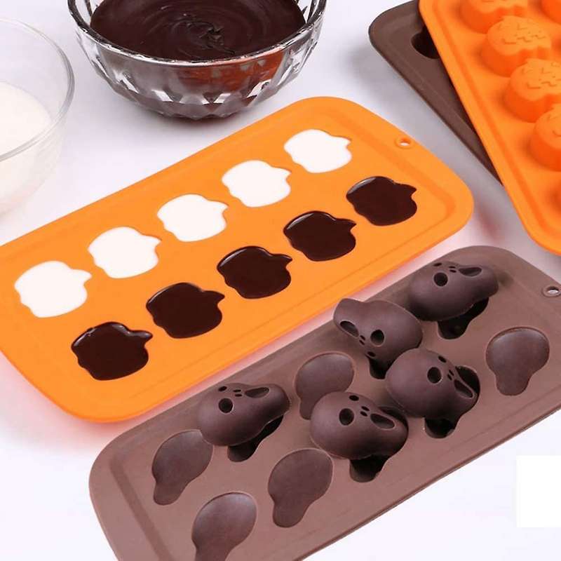 4 Pcs Halloween Candy Chocolate Molds Silicone with Ghost Pumpkin Bat