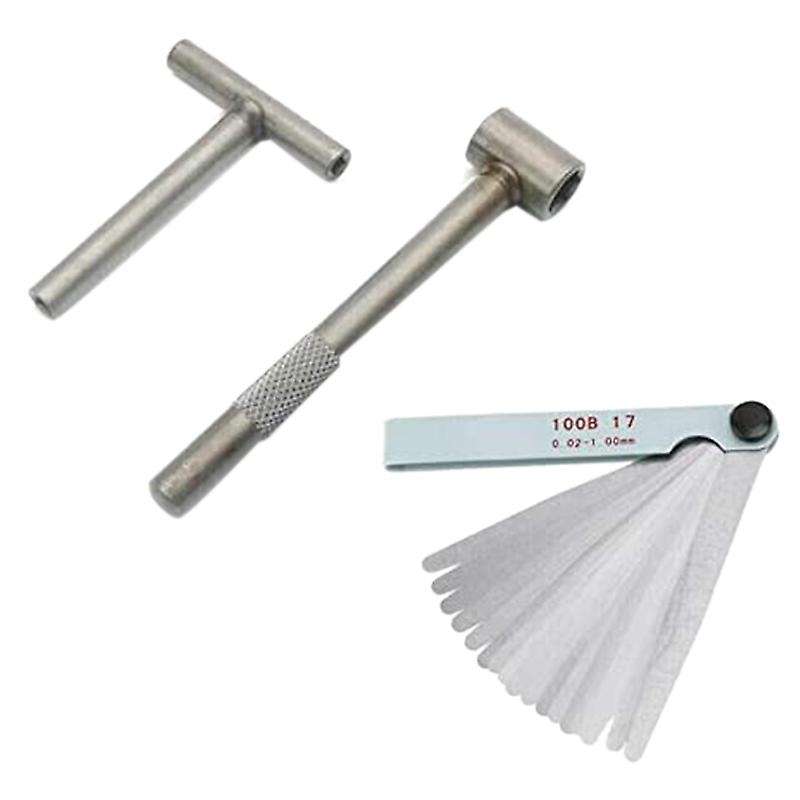 3 Pcs Motorcycle Engine Valve Screw Adjusting Spanner + Feeler Gauge