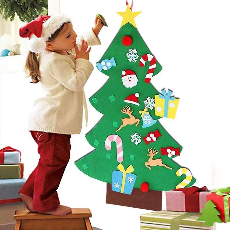 Diy Felt Decor for Home Wall Ornaments Santa Claus Xmas Kids Gifts
