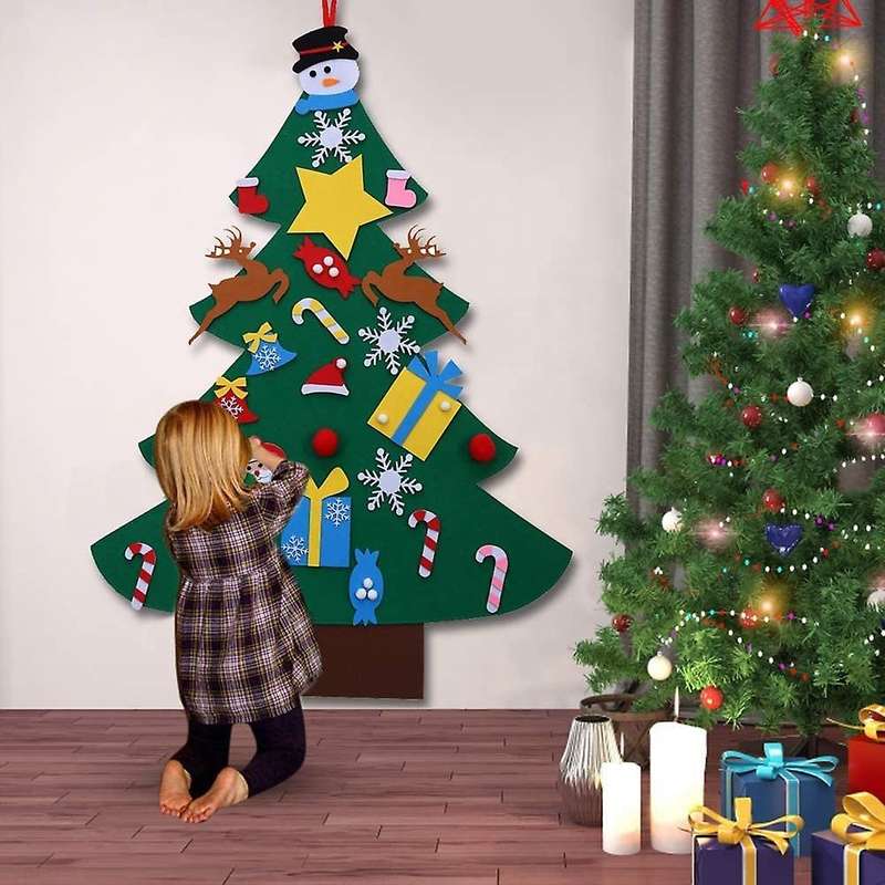 Diy Felt Decor for Home Wall Ornaments Santa Claus Xmas Kids Gifts