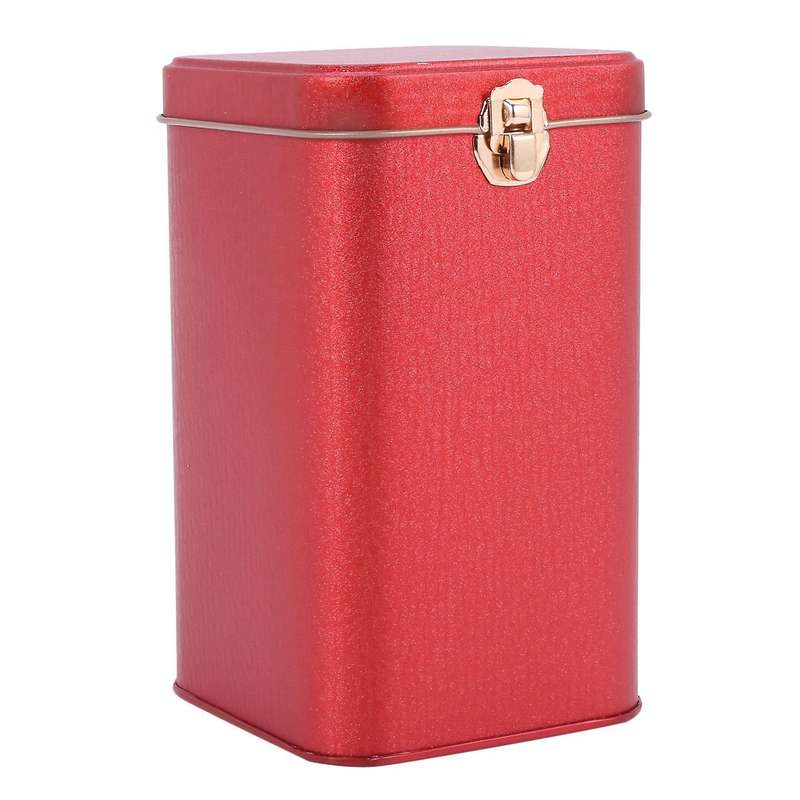 2x Metal Tea Cans High-grade Lock Tinplate Storage Box Tin Can Red