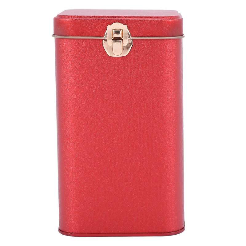 2x Metal Tea Cans High-grade Lock Tinplate Storage Box Tin Can Red