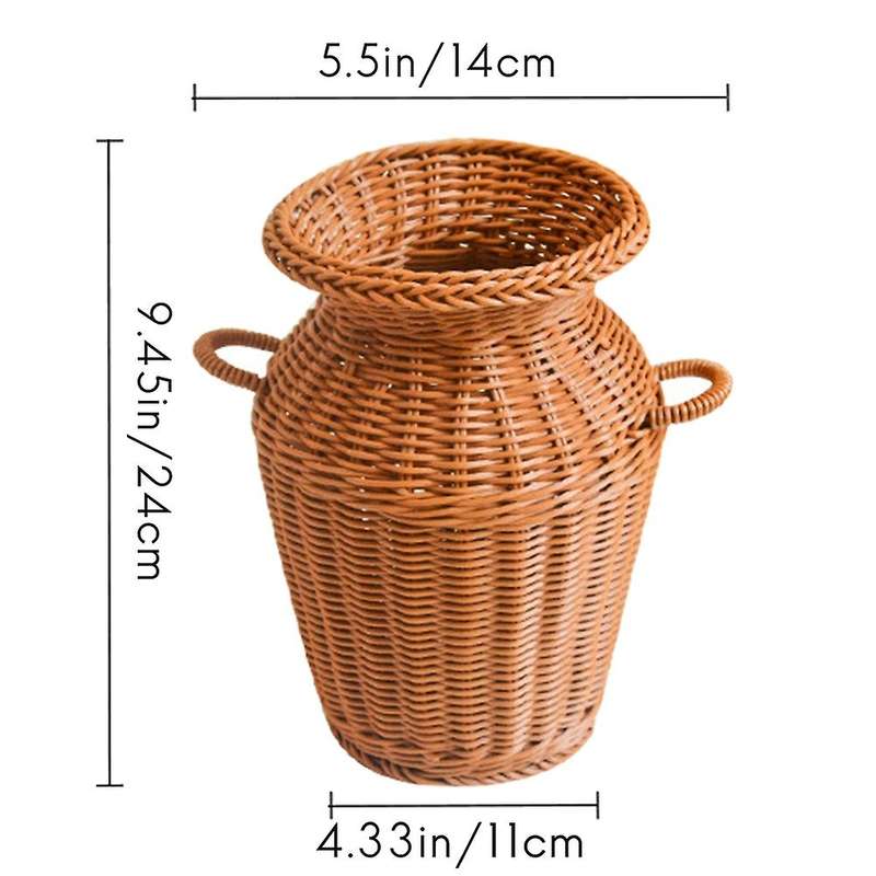 Imitation Rattan Woven Art Vase Tabletop Decor Crafts for Home Decor
