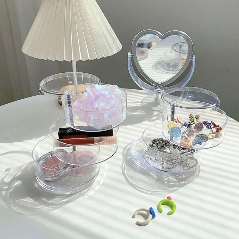 4 Layer Clear Rotatable Jewelry Organizer Box Jewelry Storage Box