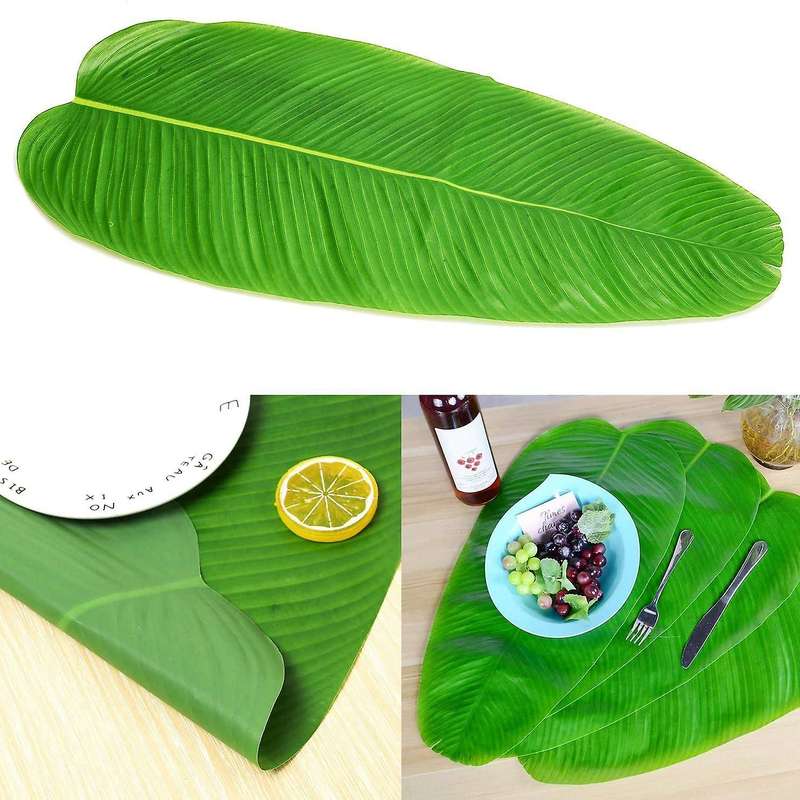 5pc Artificial Banana Leaves Faux for Hawaiian Luau Party Decor Table