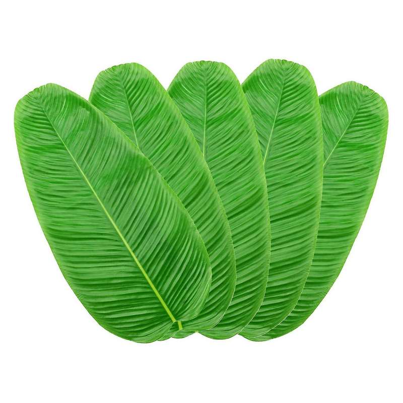 5pc Artificial Banana Leaves Faux for Hawaiian Luau Party Decor Table