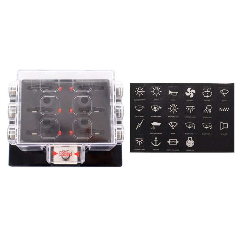1 Set 6 Way Car Boat Bus Yacht Fuse Box Block Holder Cover Fuse Box