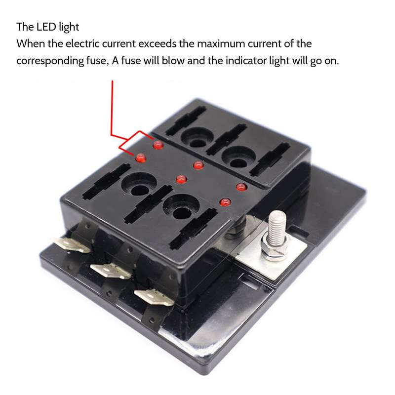 1 Set 6 Way Car Boat Bus Yacht Fuse Box Block Holder Cover Fuse Box