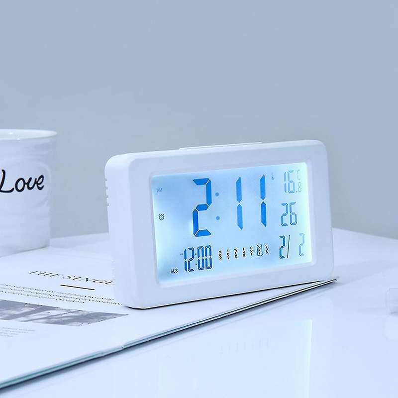 Lcd Digital Alarm Clock with Thermometer for Kids Bedroom Black