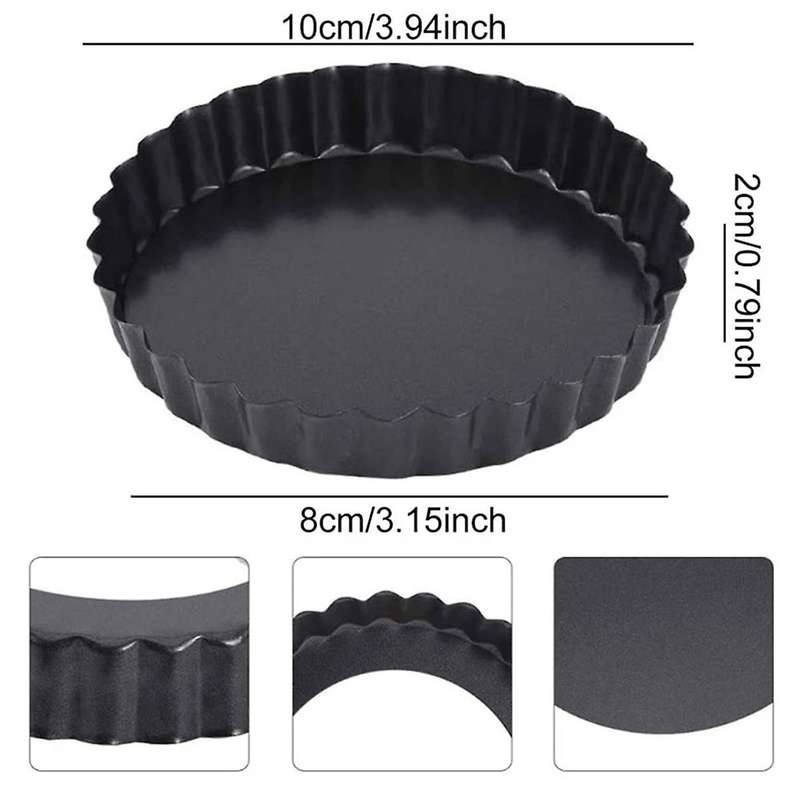 1set 4inch Quiche Pans with Loose Base Non-stick with Oil Brush