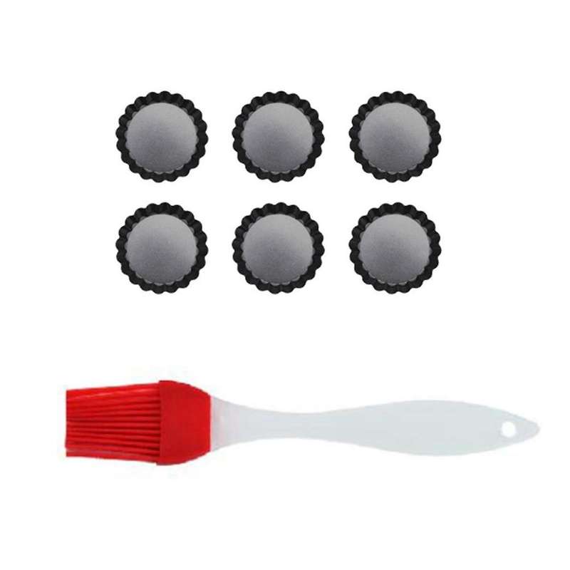 1set 4inch Quiche Pans with Loose Base Non-stick with Oil Brush