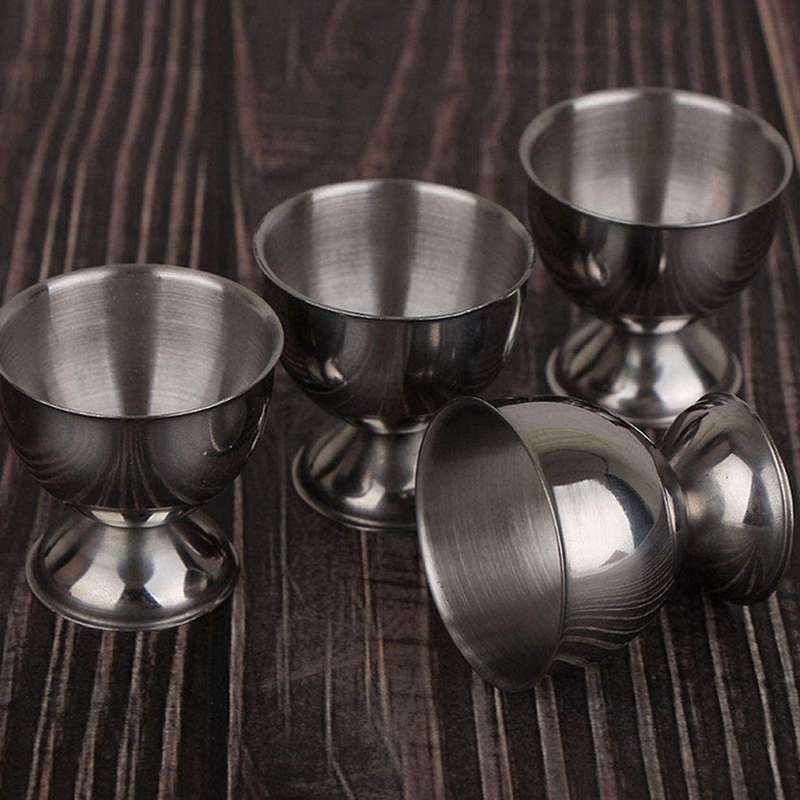 8x Egg Cups Set Stainless Steel Soft Tray Tool Holders Kitchen,silver