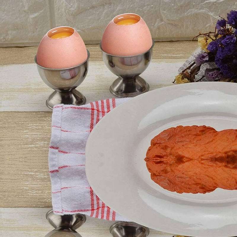 8x Egg Cups Set Stainless Steel Soft Tray Tool Holders Kitchen,silver