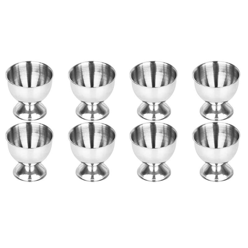 8x Egg Cups Set Stainless Steel Soft Tray Tool Holders Kitchen,silver