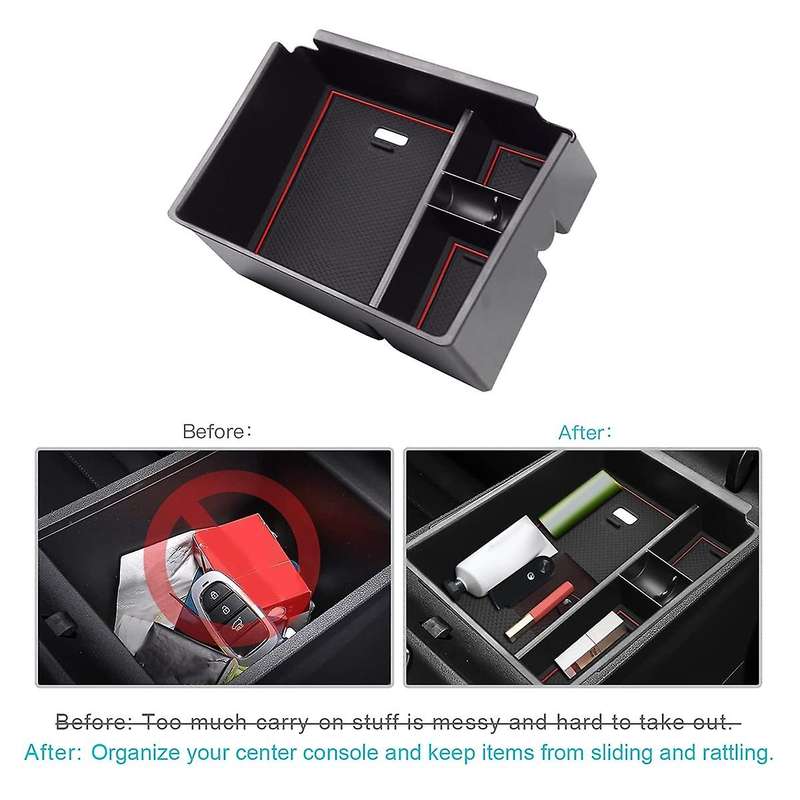 Console Armrest Storage Box Holder for Hyundai Santa Cruz 2022 + Red
