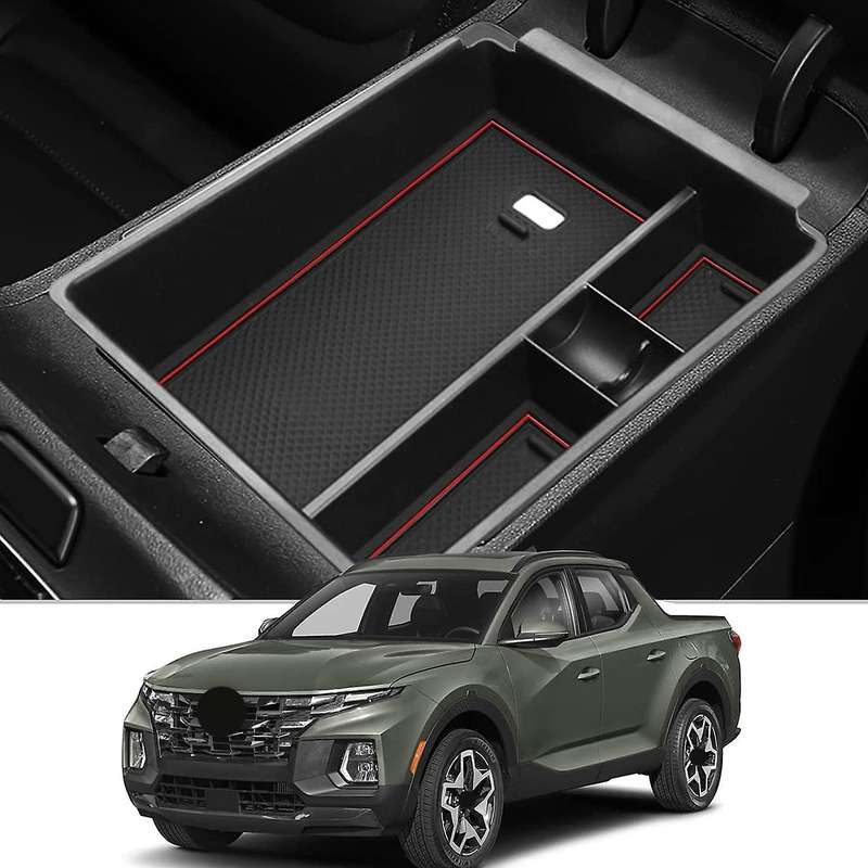 Console Armrest Storage Box Holder for Hyundai Santa Cruz 2022 + Red