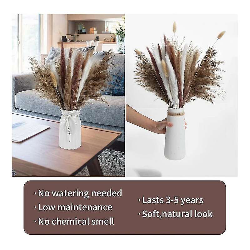 55pcs Pampas Grass Bouquet,natural Dried Pampas Grass