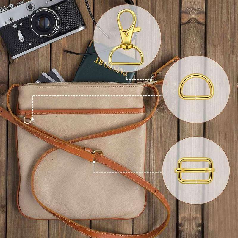 56 Pcs Keychain Hooks for Bag Making with D Rings and Slide Buckle