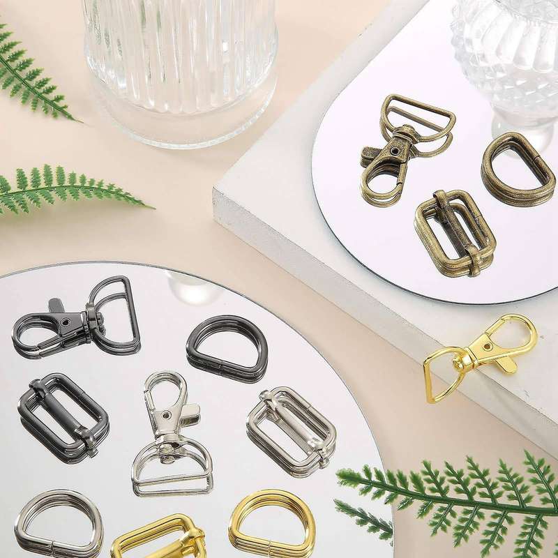 56 Pcs Keychain Hooks for Bag Making with D Rings and Slide Buckle