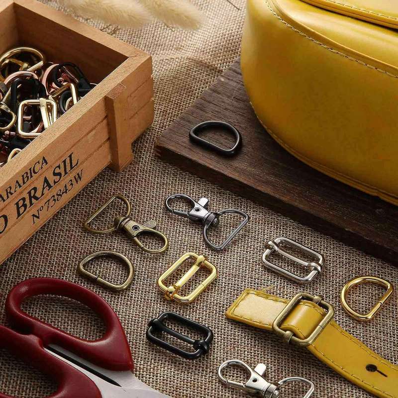 56 Pcs Keychain Hooks for Bag Making with D Rings and Slide Buckle