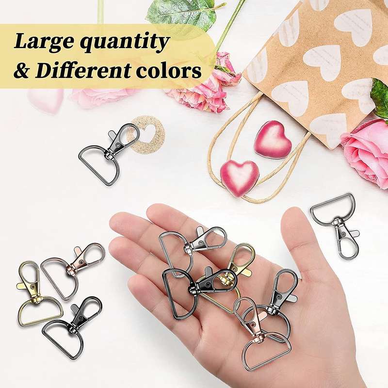 48pcs Swivel Lobster Claw Clasp with D Rings for Sewing Craft Project