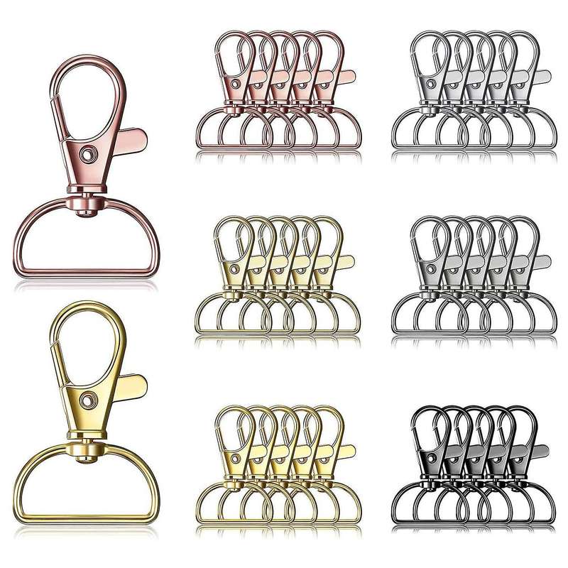48pcs Swivel Lobster Claw Clasp with D Rings for Sewing Craft Project