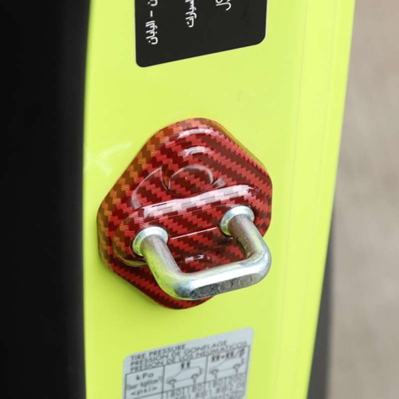 Car Door Lock Protective Decoration Cover Trim, Red Carbon Fiber