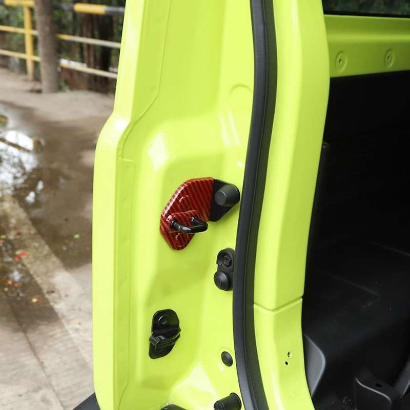 Car Door Lock Protective Decoration Cover Trim, Red Carbon Fiber