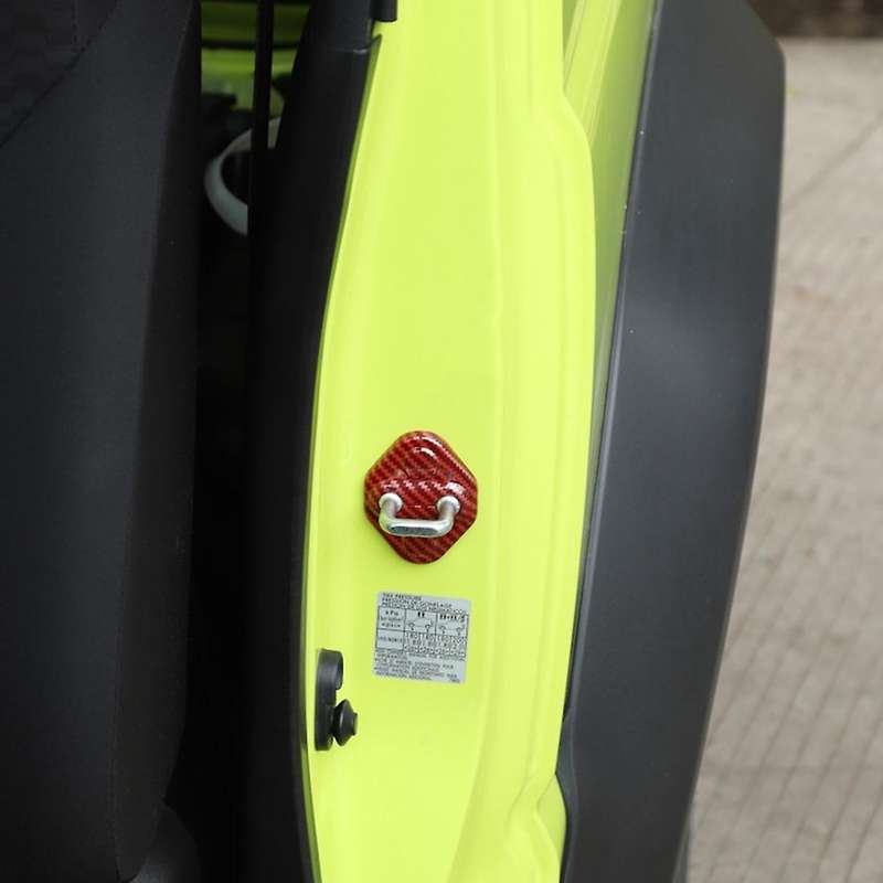 Car Door Lock Protective Decoration Cover Trim, Red Carbon Fiber