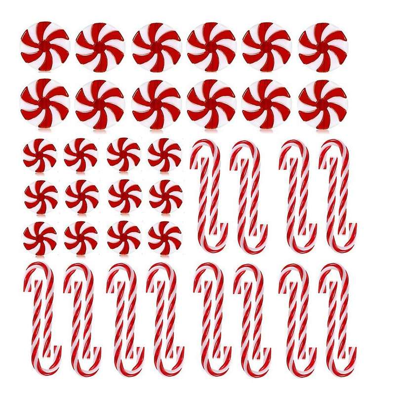 48 Pieces Christmas Candy Canes Candy Swirl Garland Plastic Candy