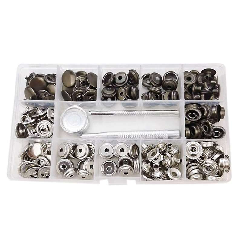 50 Sets 15mm Leather Snap Fasteners Kit Press Stud Metal Button Snaps
