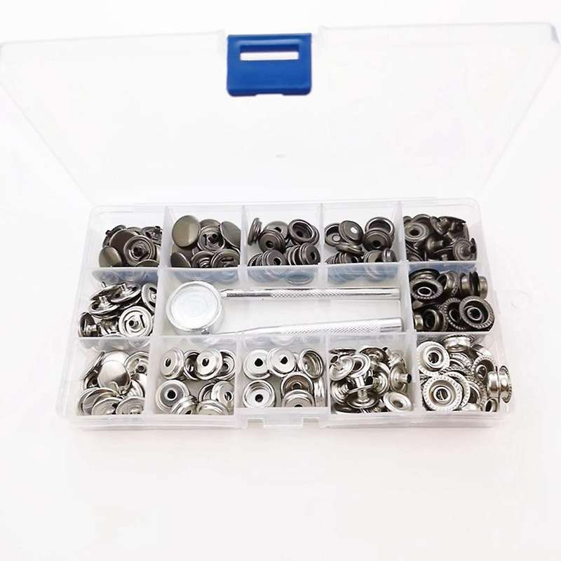 50 Sets 15mm Leather Snap Fasteners Kit Press Stud Metal Button Snaps