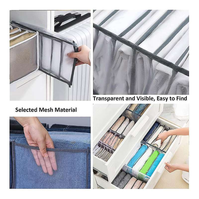 3pcs Wardrobe Clothes Organizer,7 Grids Foldable Closet Organizer Box