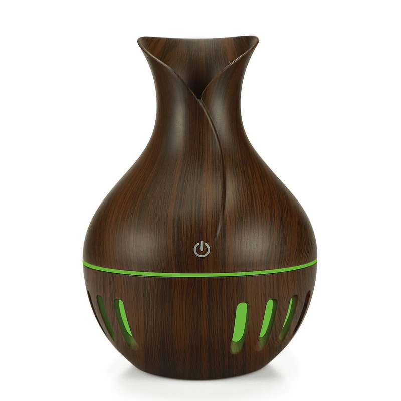 130ml Portable Air Humidifier Wood Grain Vase Usb, Light Wood Grain