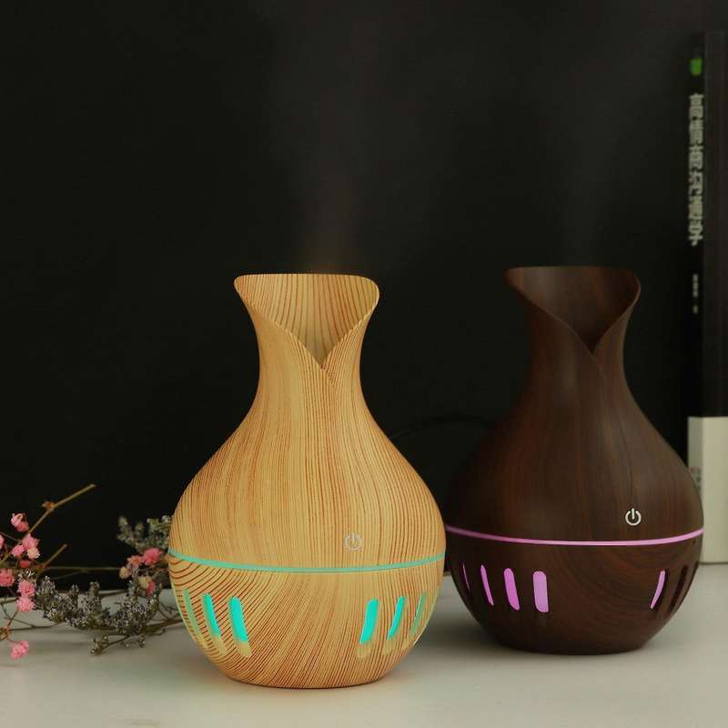 130ml Portable Air Humidifier Wood Grain Vase Usb, Light Wood Grain