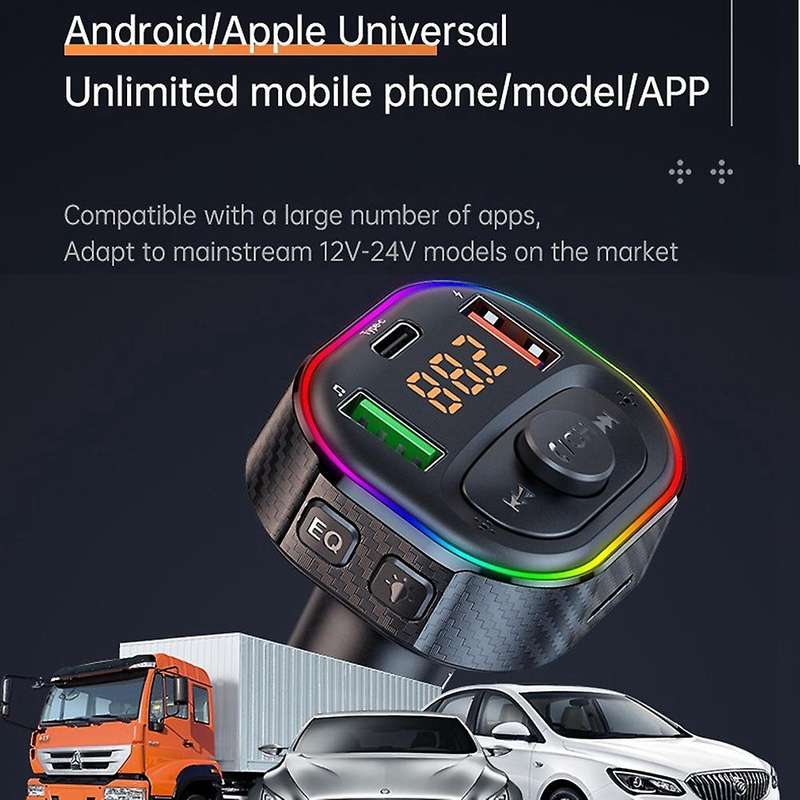 T86s Car Bluetooth Fm Transmitter Pd Type-c Qc3.0 4.8a Mp3 Player