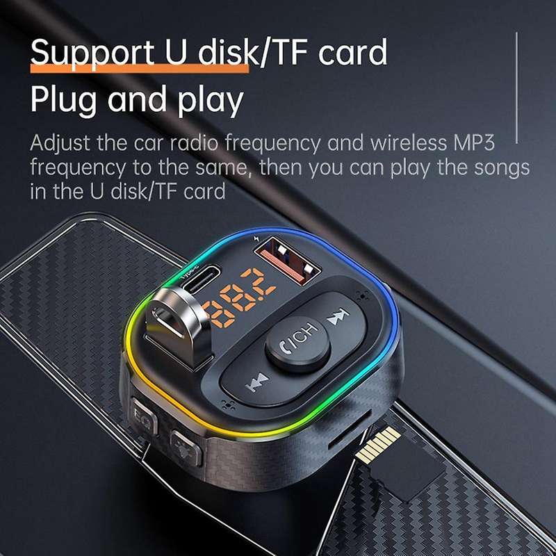 T86s Car Bluetooth Fm Transmitter Pd Type-c Qc3.0 4.8a Mp3 Player